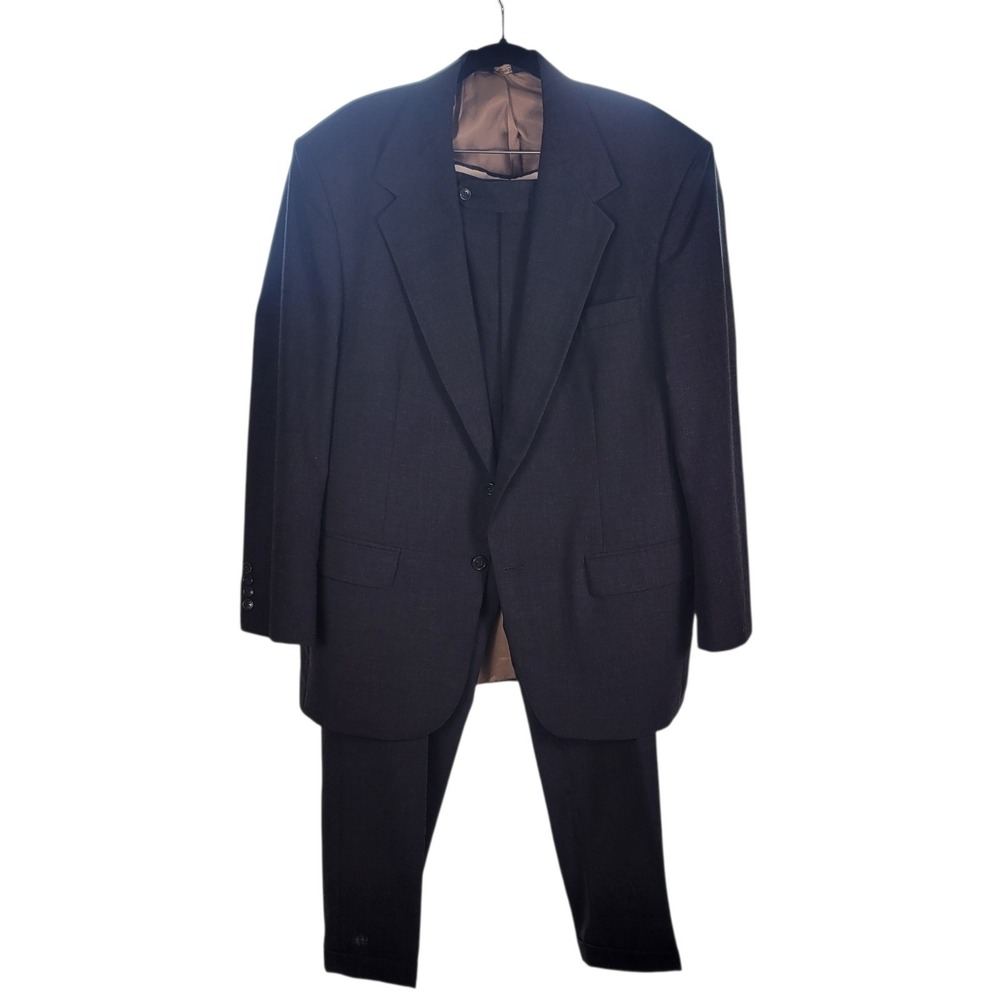 Bill Blass Mens 2 Piece Suit Pleated Cuffed Trousers Measurements in Discription